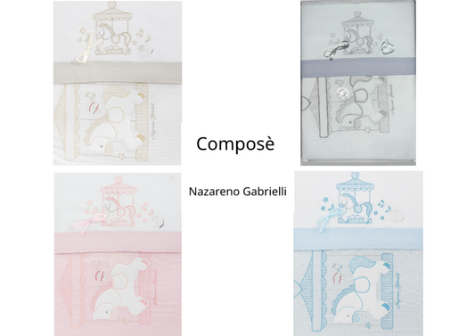 Completo Culla Nazareno Gabrielli NG-559 Carosello 4 Pezzi 100% Cotone