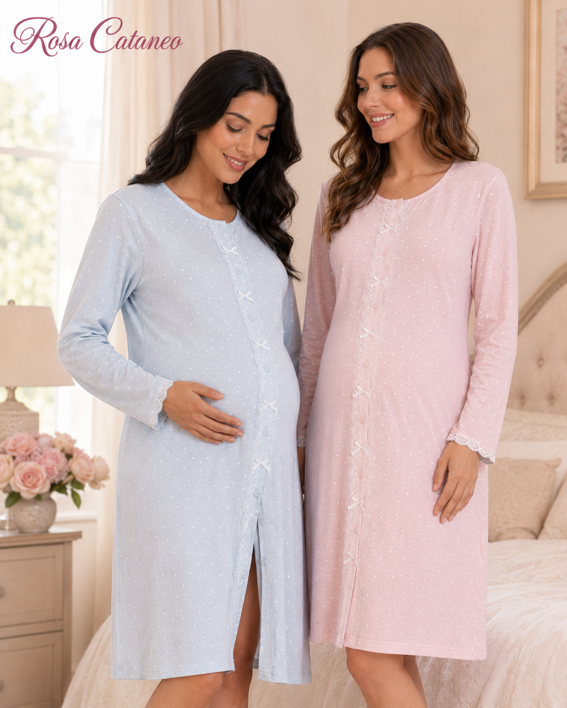 Camicia da Notte Aperta Avanti con Pizzo K-699
