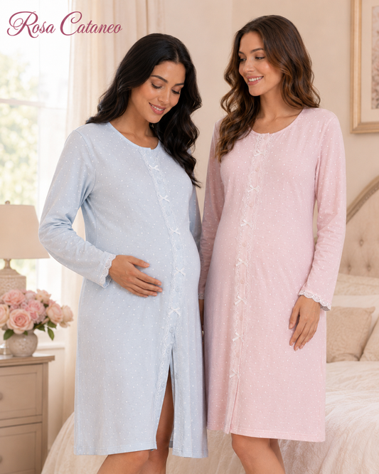 Camicia da Notte Aperta Avanti con Pizzo K-699