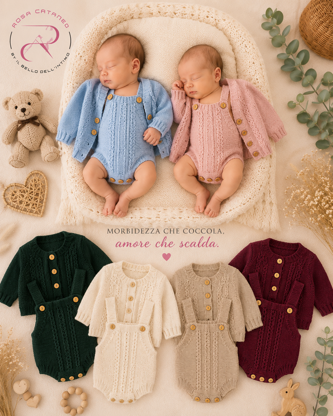 Completo Neonato in Maglia con Pagliaccetto e Giacchino Mod. LANA REF.585