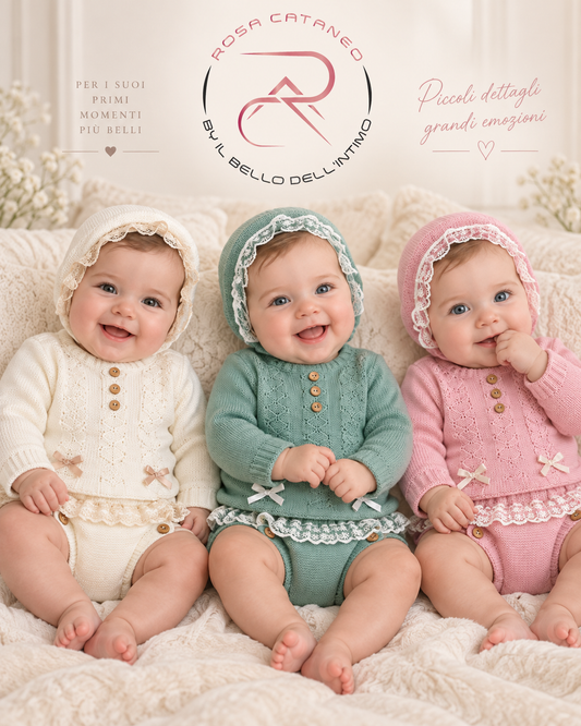 Completo 3 Pezzi Neonata in Maglia My Baby Chic – Art. 2478