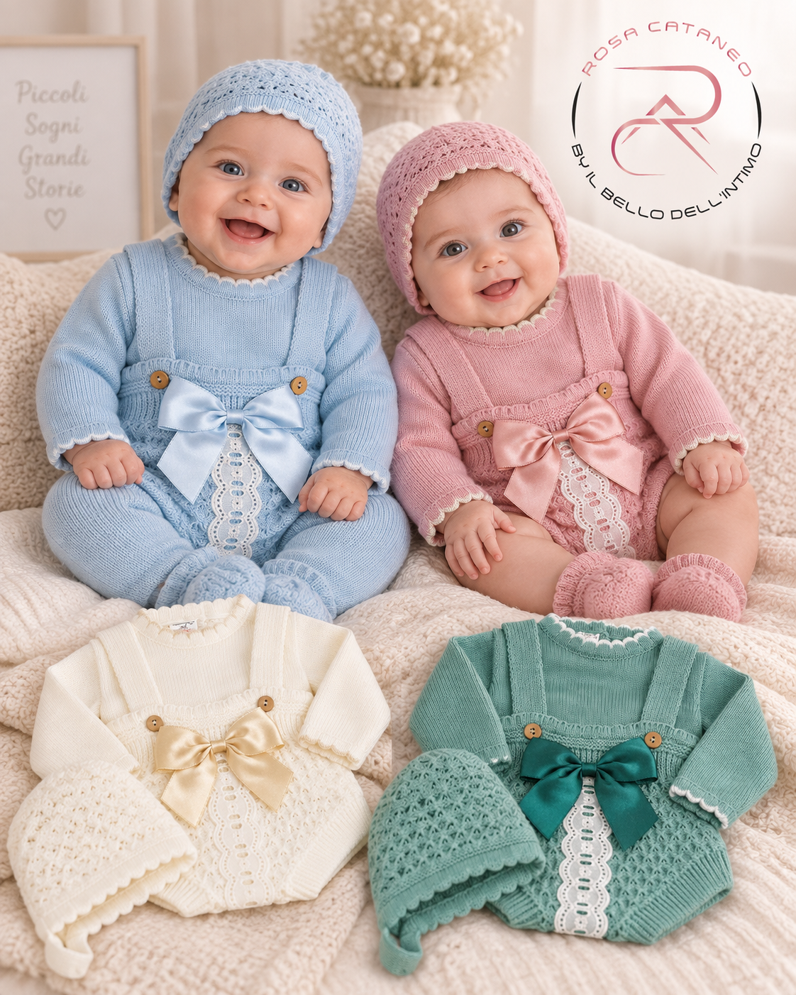Completo 3 Pezzi Neonata in Maglia My Baby Chic – Art. 2488