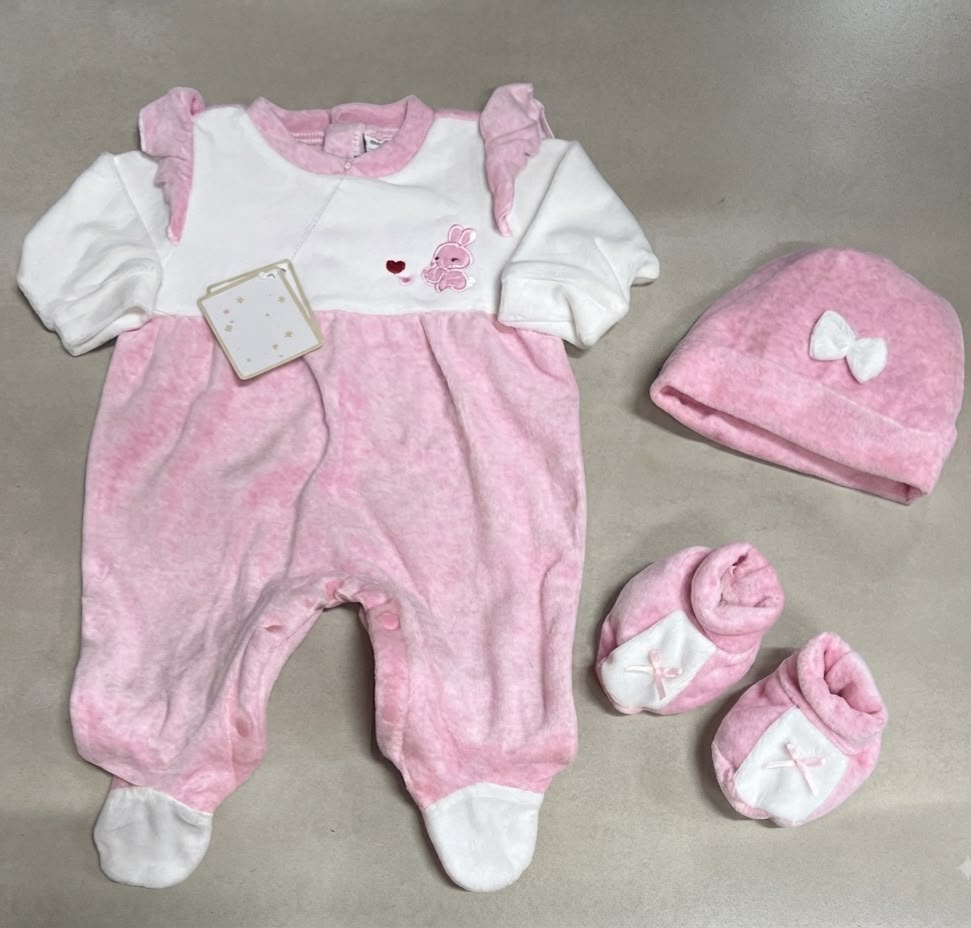 Set Nascita 3 Pezzi in Ciniglia Femminuccia I Preziosini – Art. F10