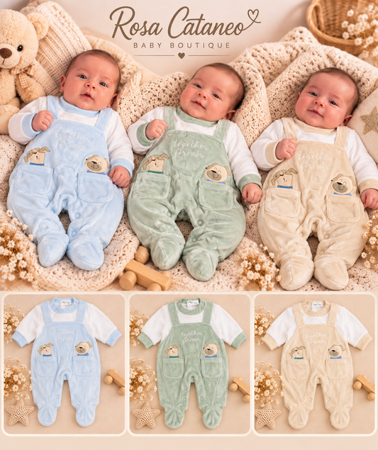 Tutina Neonato in Ciniglia Mono Star con Salopette – Art. XW-19158