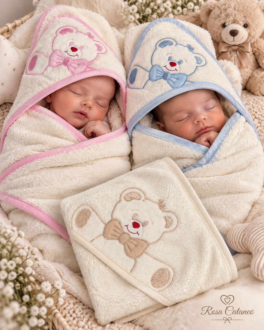 Accappatoio Neonato a Triangolo Teneri Bebè “Orsetto” – Art. 1910/1