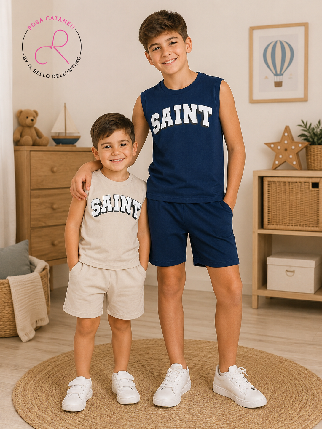 Completo Bimbo SAINT in Cotone Made in Italy | Beige e Blu
