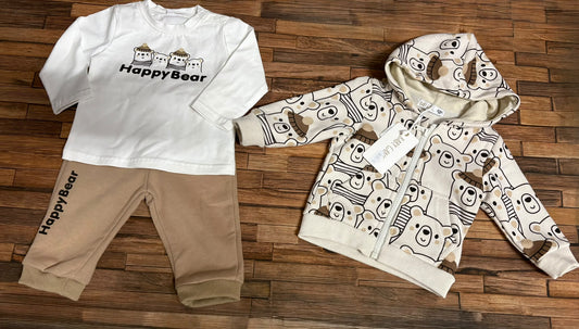 Completo Neonato 3 Pezzi Happy Bear – Beige