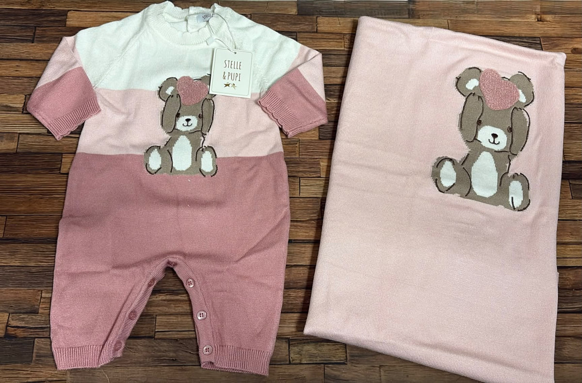 Set Nascita Neonata Tutina + Copertina Stelle & Pupi – Art. SNBA-1493-M3