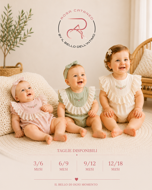 Pagliaccetto Neonata in Cotone con Maxi Rouche Sangallo 🌸