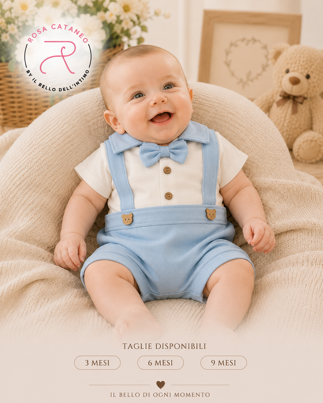 Pagliaccetto Elegante Celeste con Papillon 💙👶