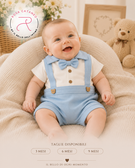 Pagliaccetto Elegante Celeste con Papillon 💙👶