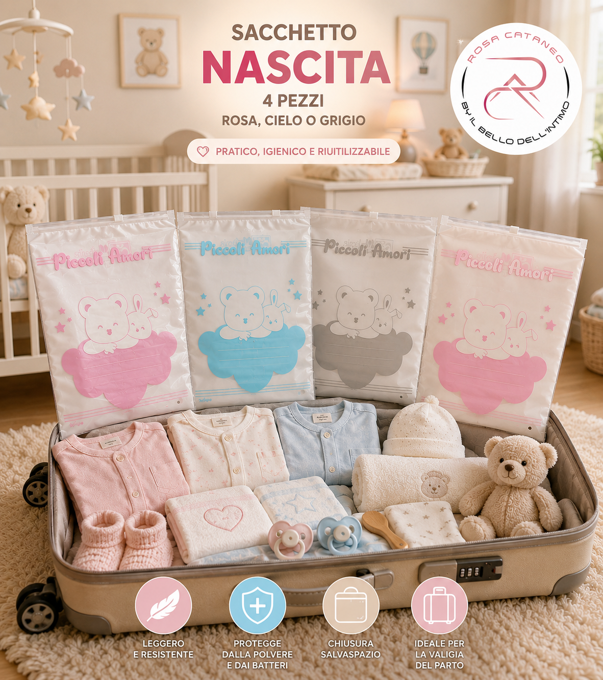 Set 6 Sacchetti Cambio Neonato Trasparenti Melanie – ART. AP231