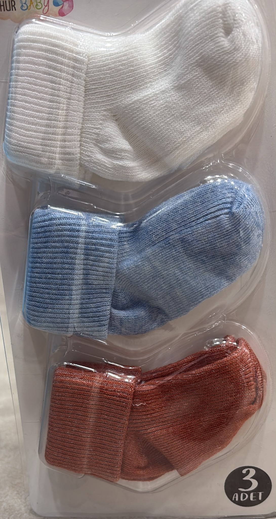 Set 3 Paia Calzini Neonato in Cotone tinta unita 👶🧦