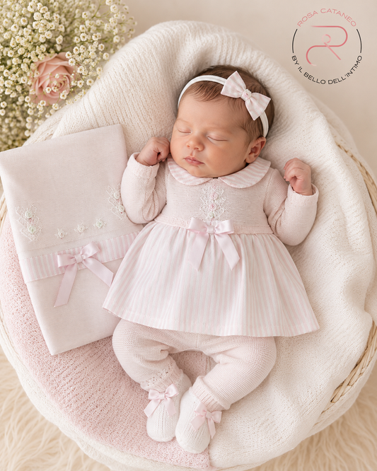 Uscita Clinica Neonata La Margherita Made in Italy – Vestina con Legging + Copertina Coordinata