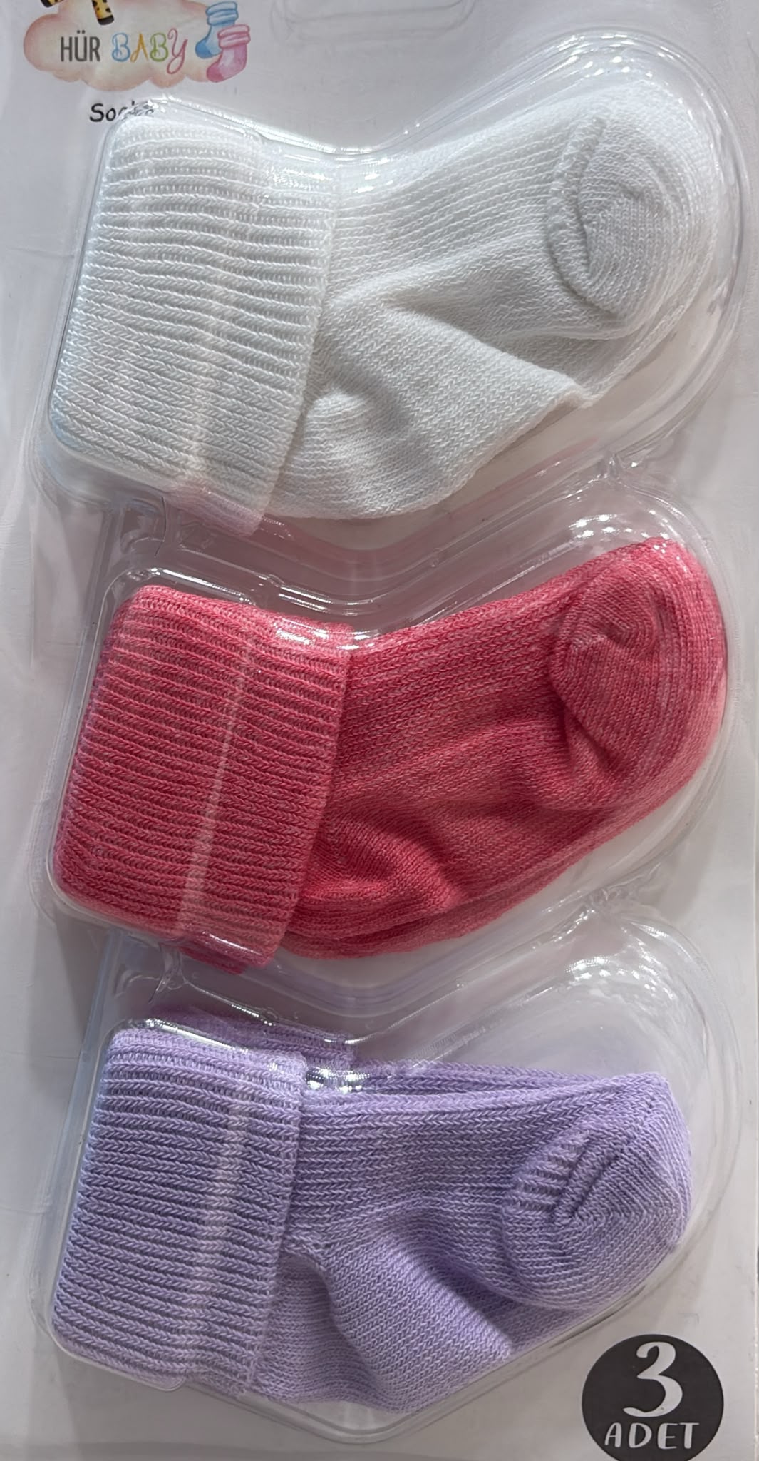 Set 3 Paia Calzini Neonato in Cotone tinta unita 👶🧦