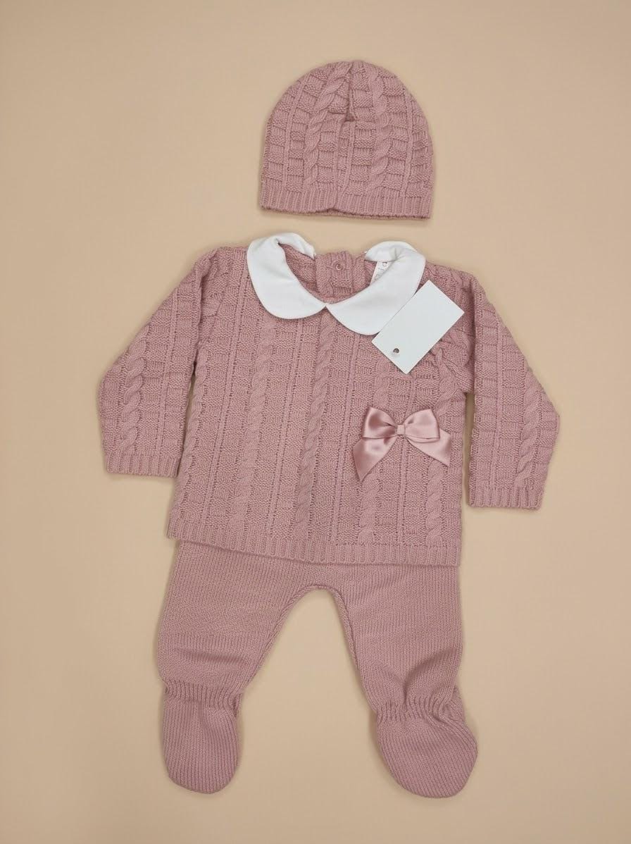 Completo Nascita Neonata 3 Pezzi in Maglia – Fruit de ma Passion Art. 1554