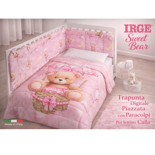 Trapunta Culla Lettino con Paracolpi Sweet Bear IRGE – Set Coordinato Neonato