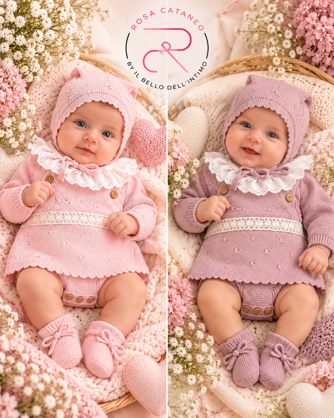 Completo Neonata 3 Pezzi My Baby Chic con Culotte e Cuffietta – Art. 2457