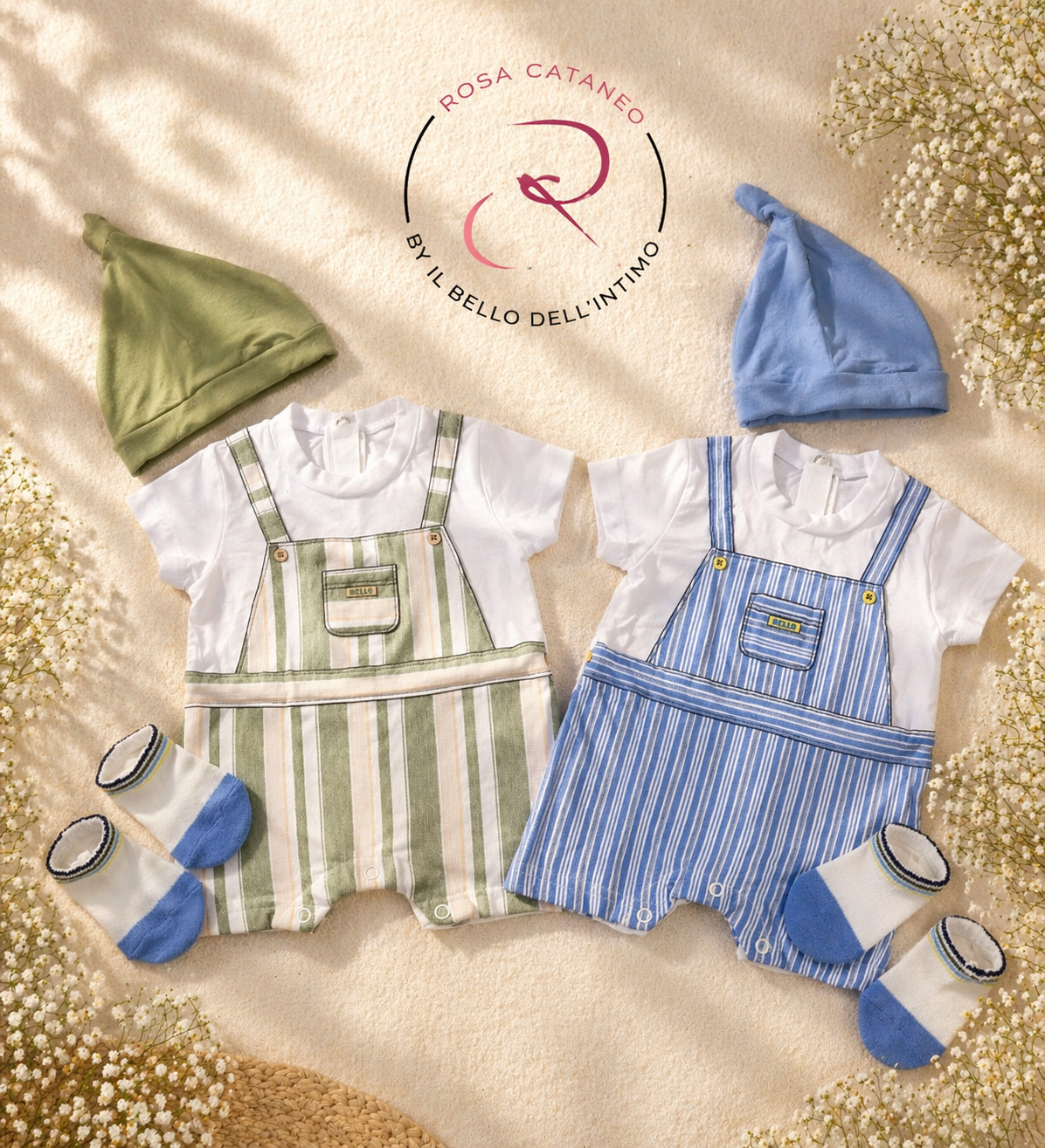 Pagliaccetto neonato con cappellino e calzini