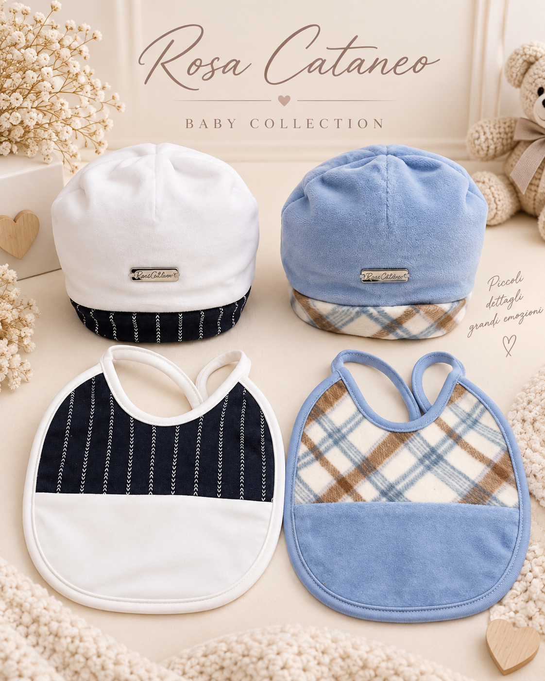 Set Cappellino e Bavetta Neonato Pastello Chic – Art. SET31AH