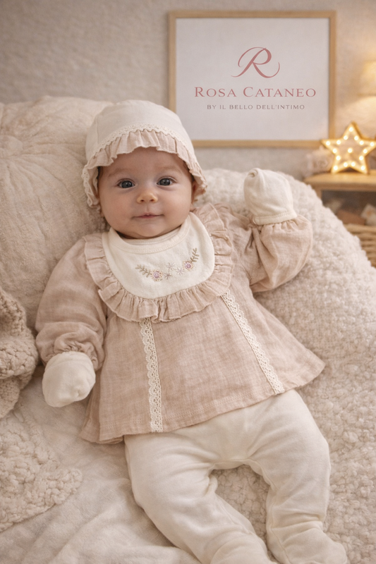 Completo Neonata Elegante in Cotone 5 Pezzi Cayzen Art. 2099