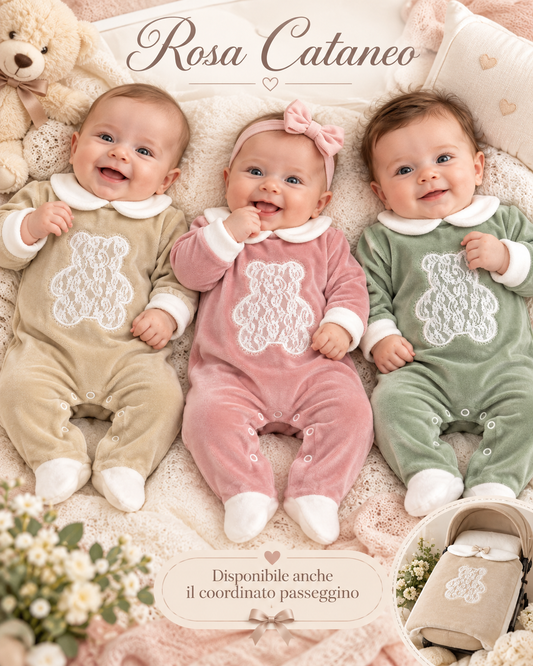 Tutina Neonato in Ciniglia Tenerotti – Orsetto in Pizzo Art. 30 109