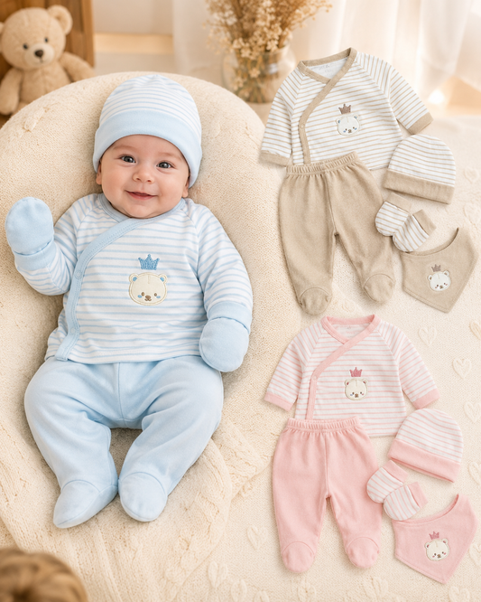 Set Nascita Neonata 5 Pezzi in Cotone Les Jolies LJ-3591 Dis.2