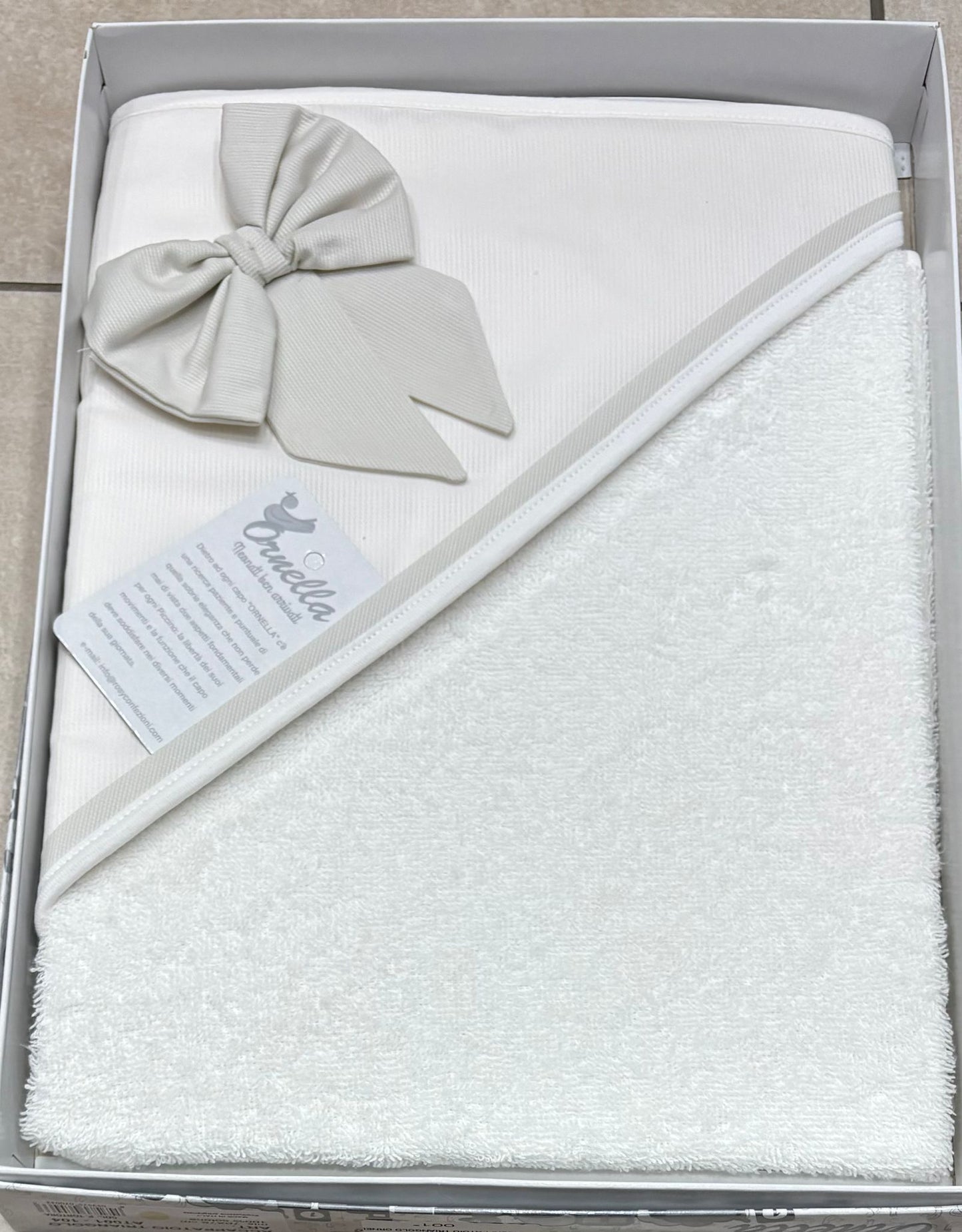 Accappatoio Triangolo Ornella 100% Cotone – Accappatoio Neonato 70x75 cm