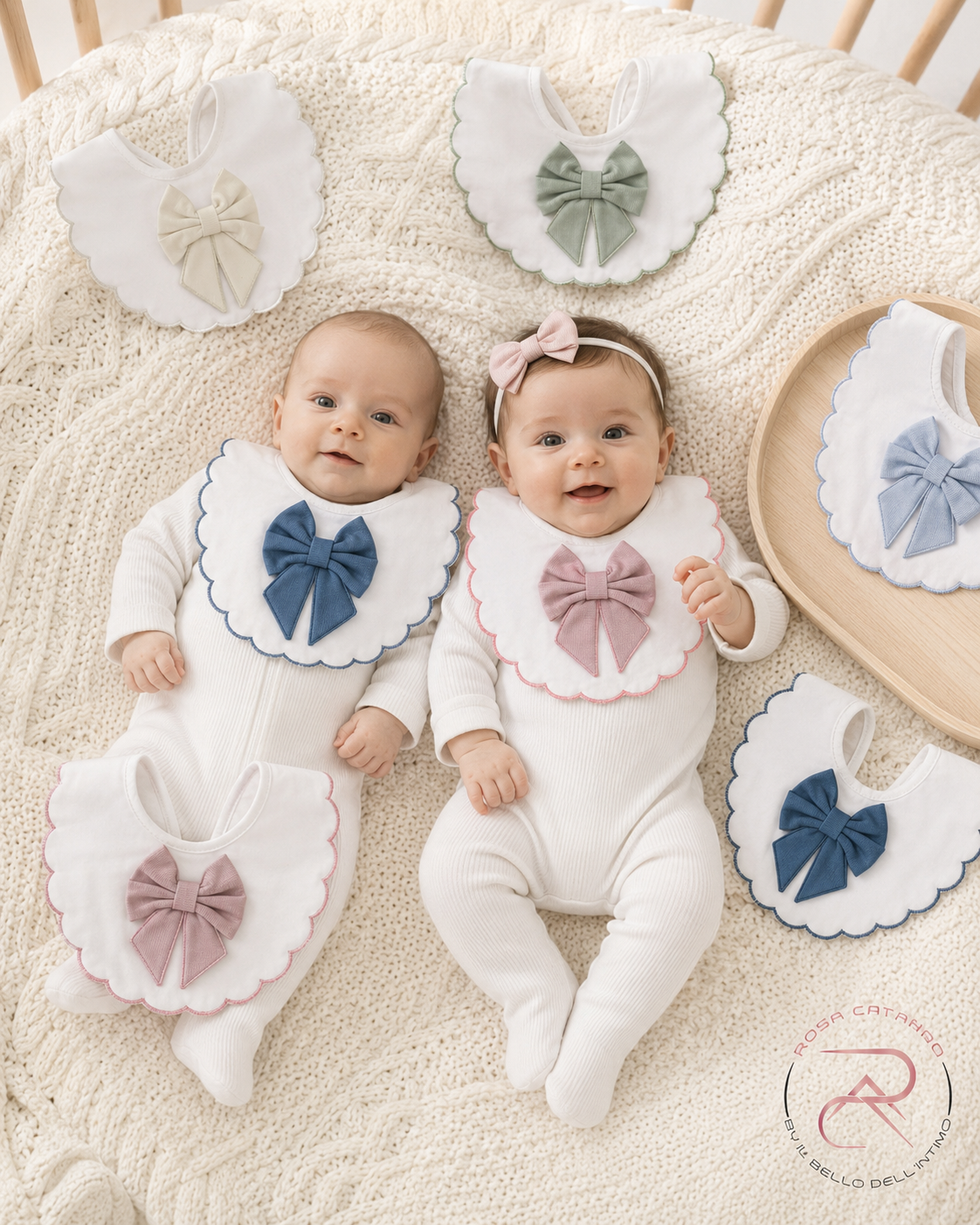 Bavetta Fiocco Ornella in 100% Cotone – Eleganza per Neonati
