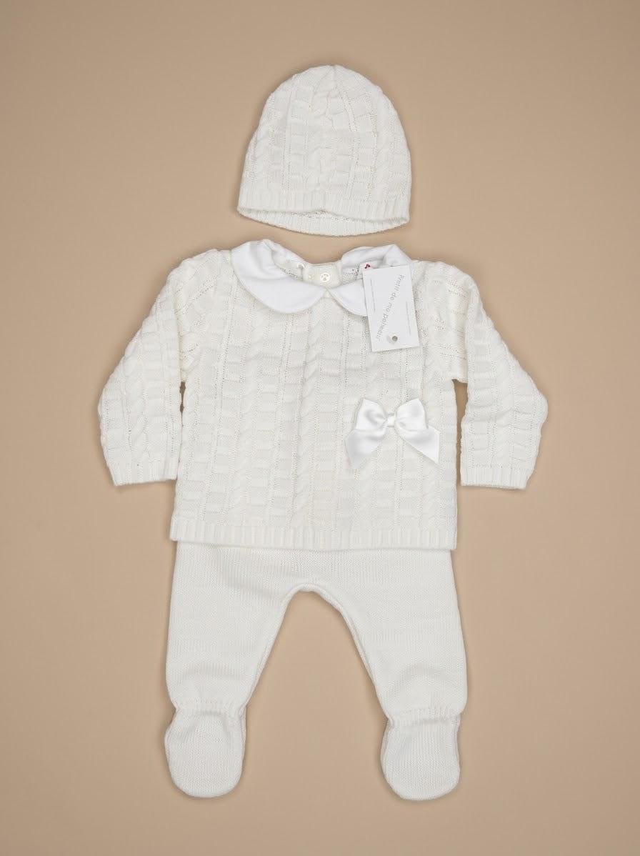 Completo Nascita Neonata 3 Pezzi in Maglia – Fruit de ma Passion Art. 1554