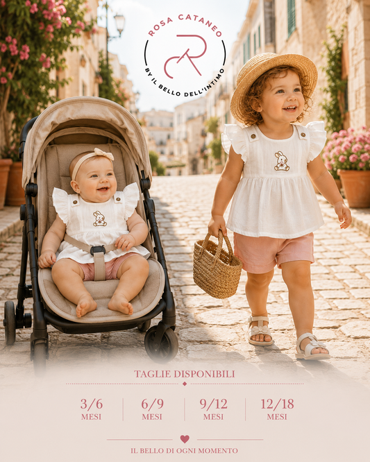 Completo Neonata in Cotone con Shorts Rosa 🎀
