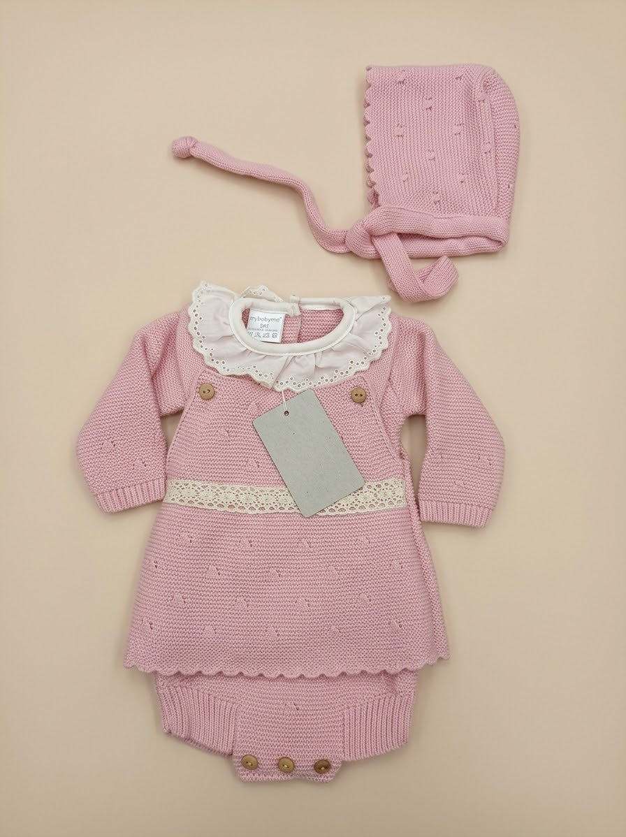 Completo Neonata 3 Pezzi My Baby Chic con Culotte e Cuffietta – Art. 2457