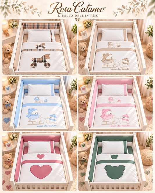 Set Culla 6 Pezzi con Piumone, Copripiumone e Paracolpi – 4 Stagioni