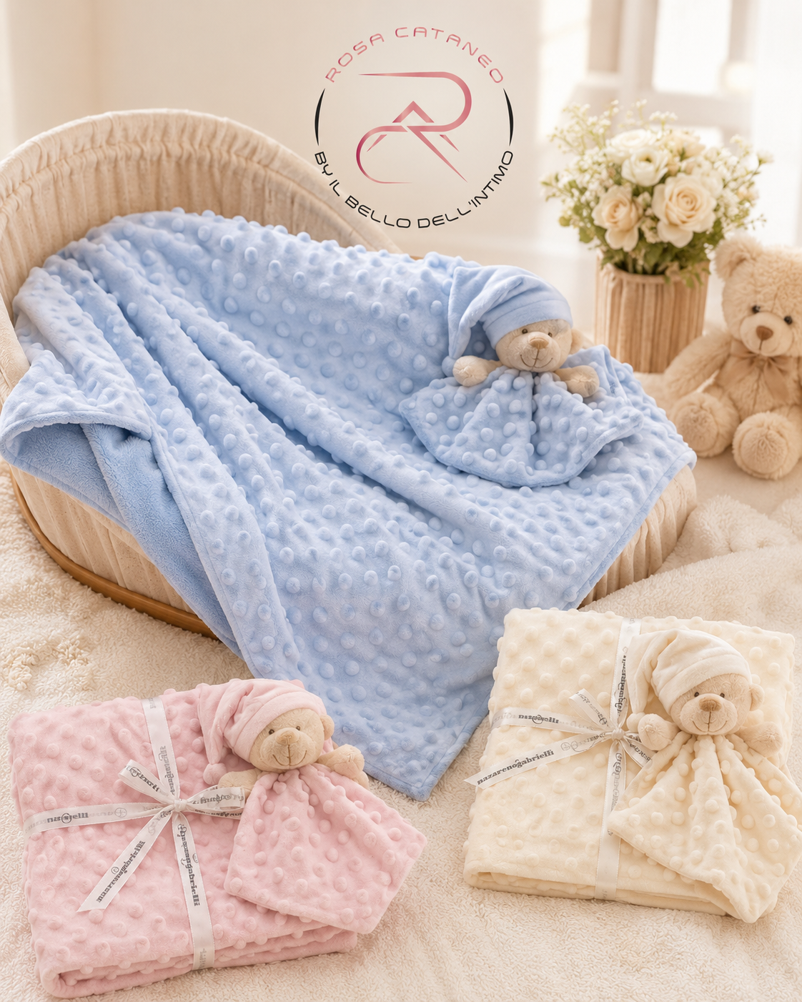 Plaid per passeggino con Dou Dou di Nazareno Gabrielli in Coral – Art. NG-4791