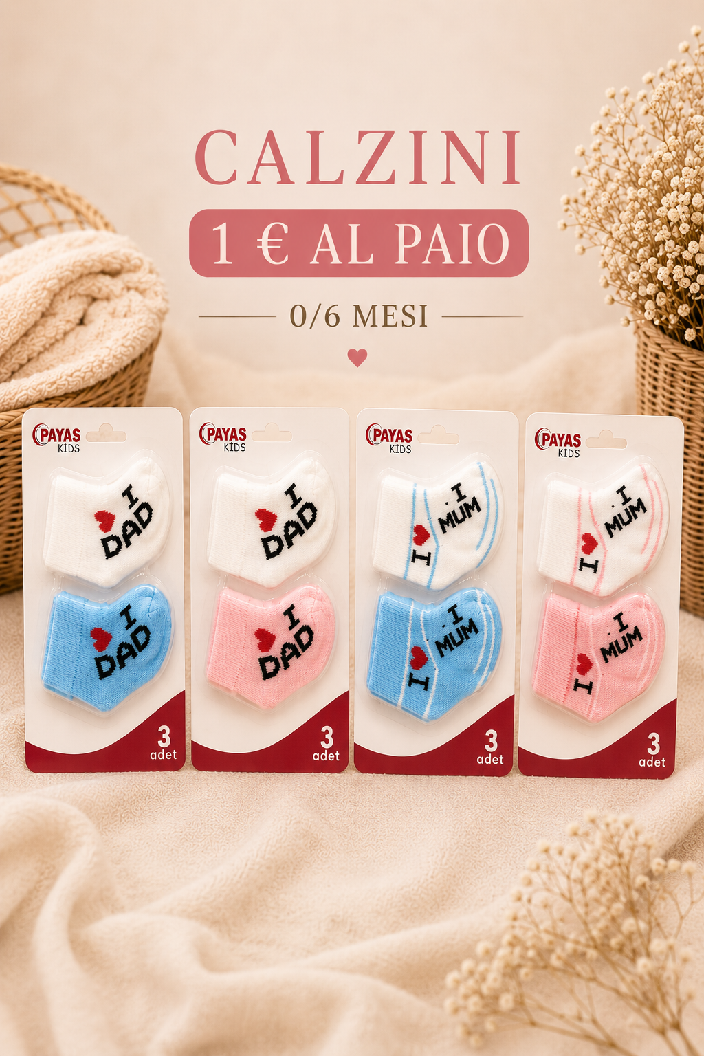 Calzini “I LOVE DAD” &amp; “I LOVE MUM” 👶🧦💕