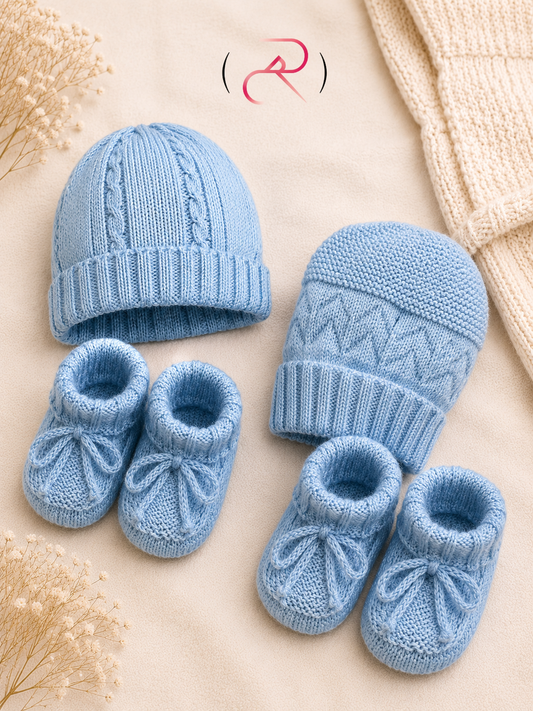 Set Cappello + Scarpine Prima Nascita 💙