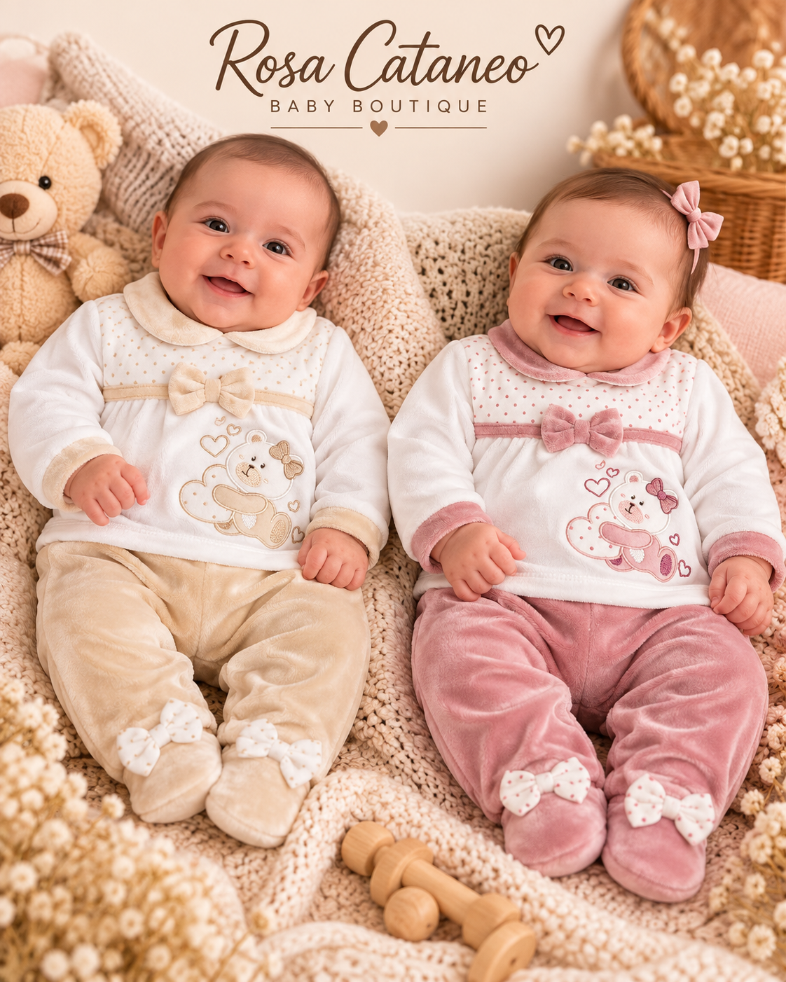Completo Clinico Neonata in Ciniglia Miss Bellina con Orsetta – Art. XNA-251