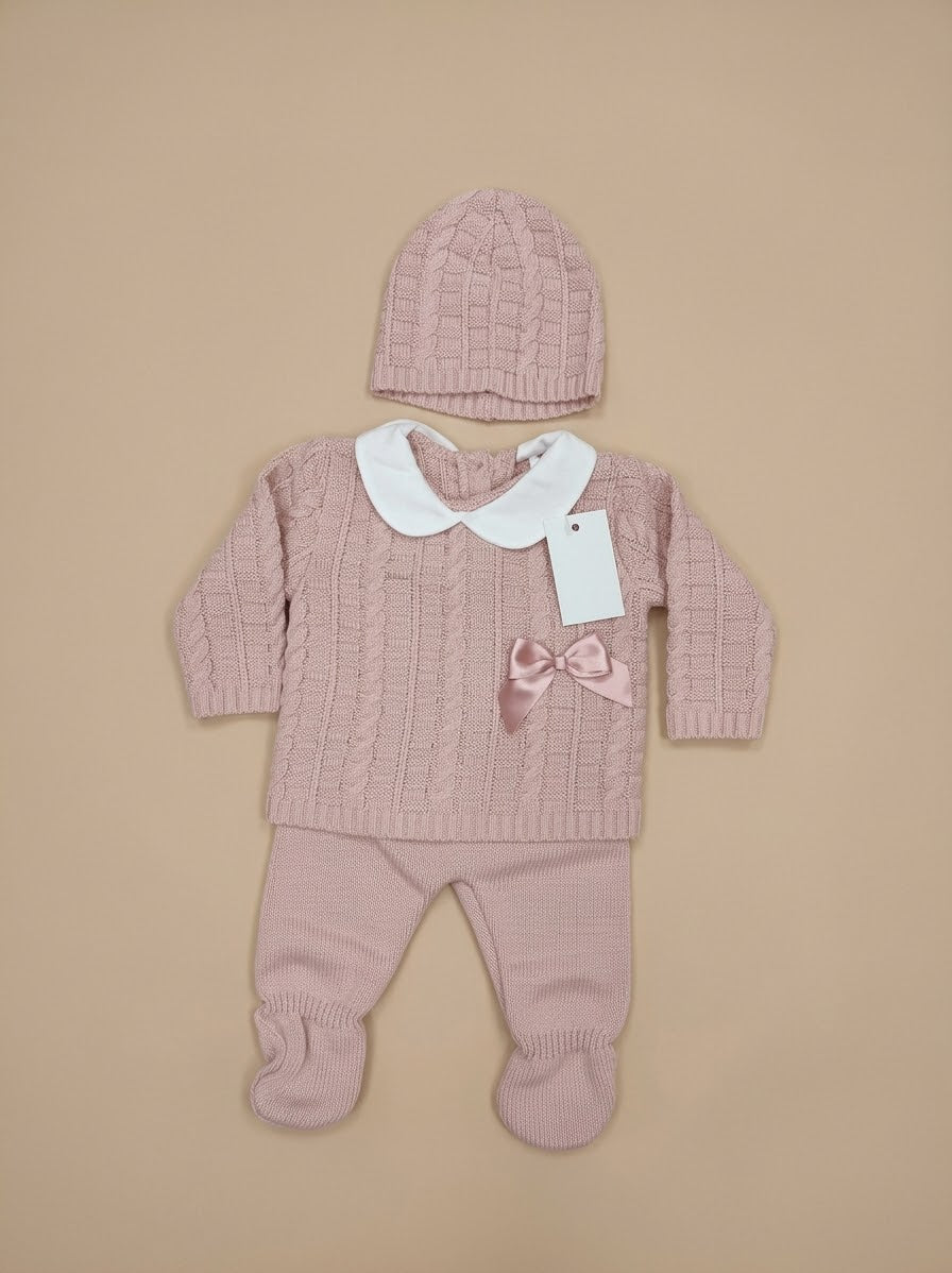 Completo Nascita Neonata 3 Pezzi in Maglia – Fruit de ma Passion Art. 1554