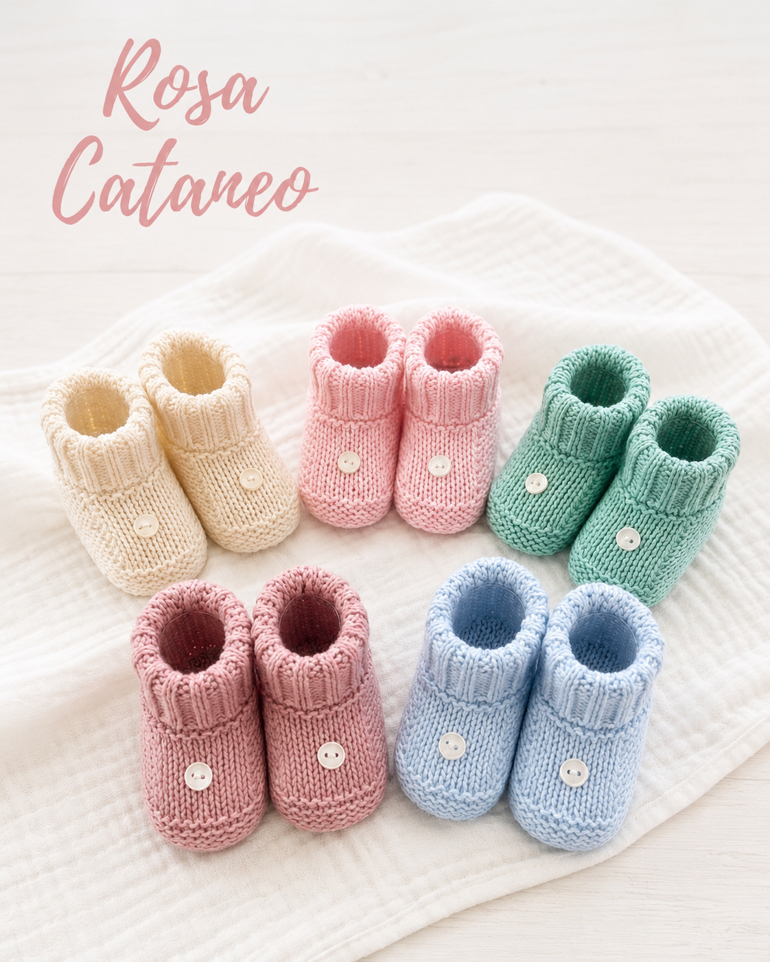 Scarpine Neonato in Lana con Colletto in Pizzo – Modello 6