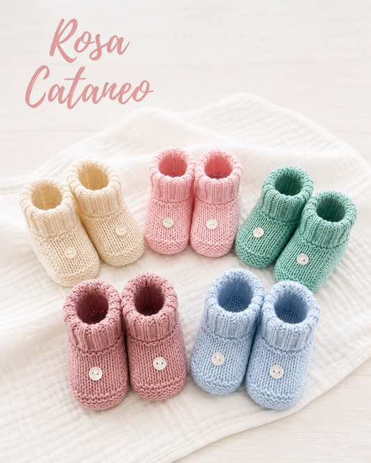 Scarpine Neonato in Lana con Colletto in Pizzo – Modello 6