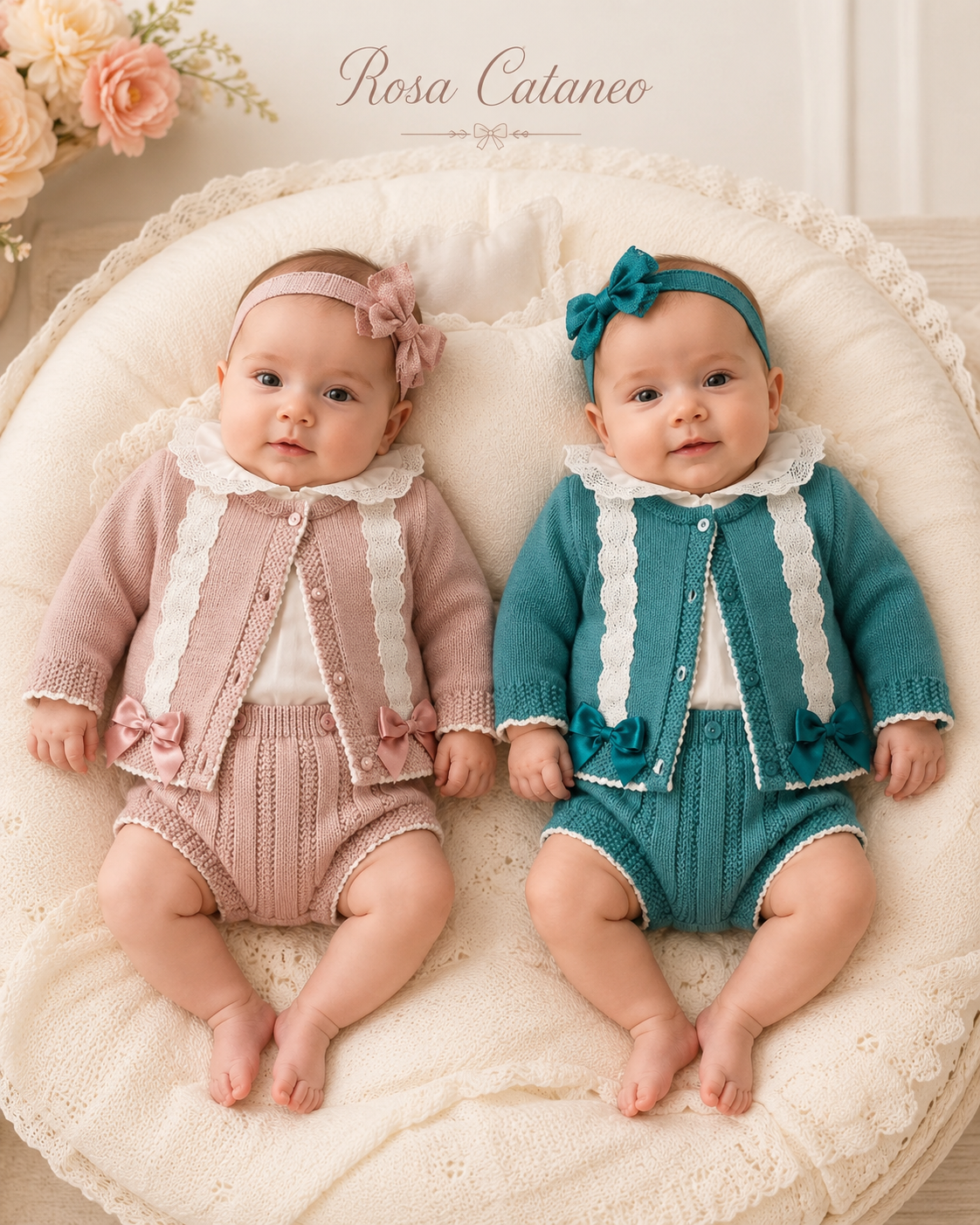 Completo Pagliaccetto Neonata Modello Lana con Cardigan – Art. 1173