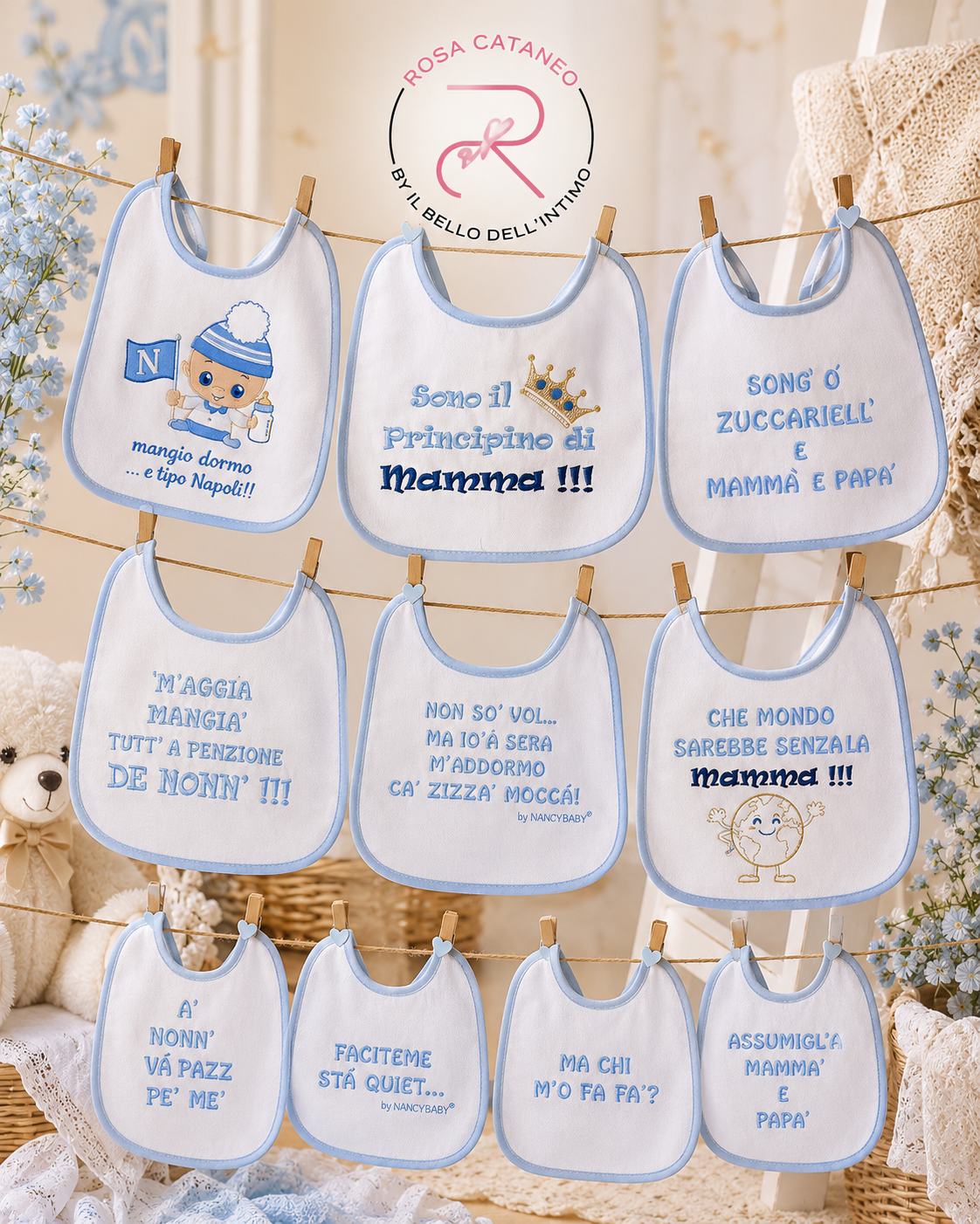 Bavetto Neonato Simpatico con Frasi Divertenti Ricamate | Bavaglino Baby