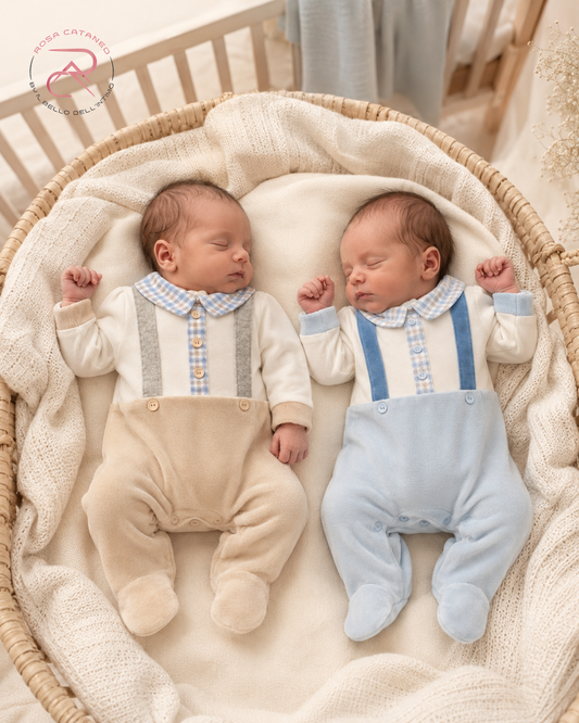 Tutina in Ciniglia Neonato Elegante con Effetto Salopette – I Batuffolini B548/14M