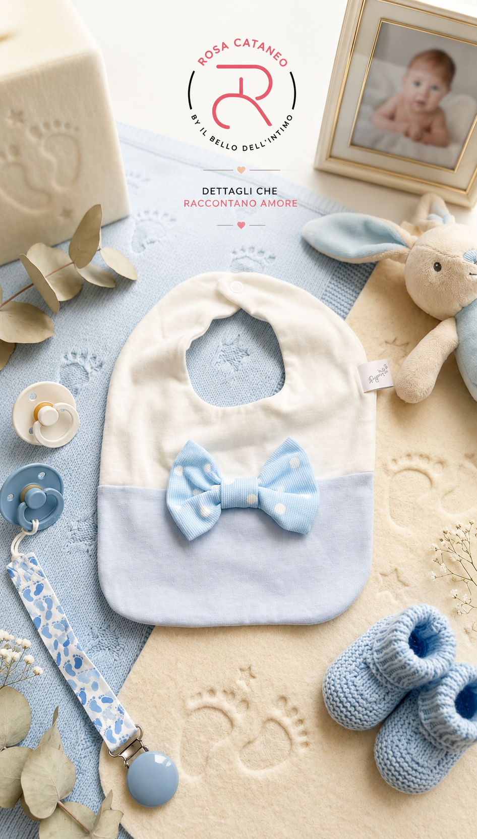 Bavetta Neonato con Fiocco Cielo Prima Pappa PAPPA&amp;LATTE