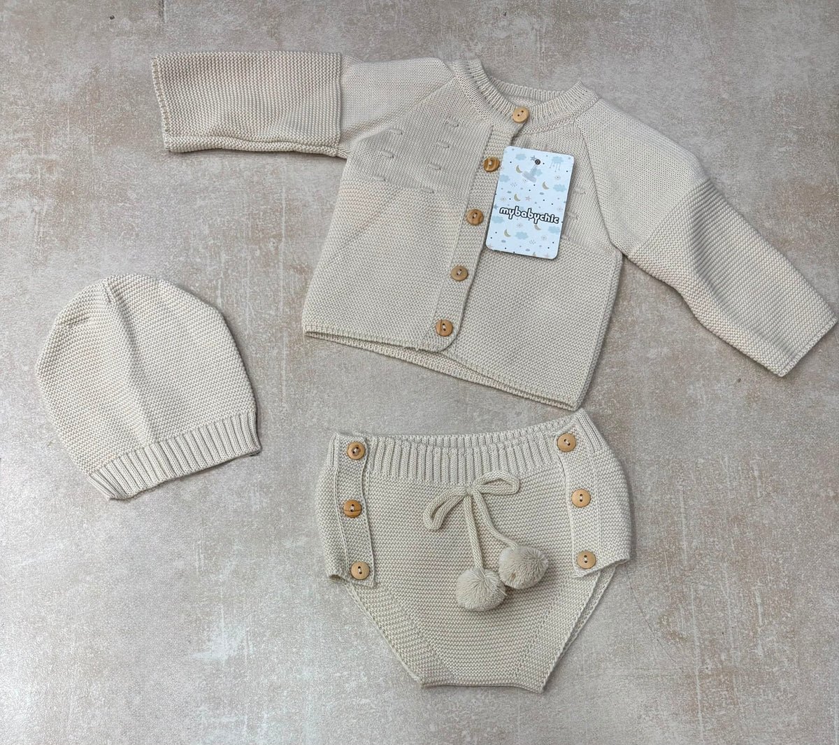 Completo Neonato 3 Pezzi in Maglia My Baby Chic – Art. 2477