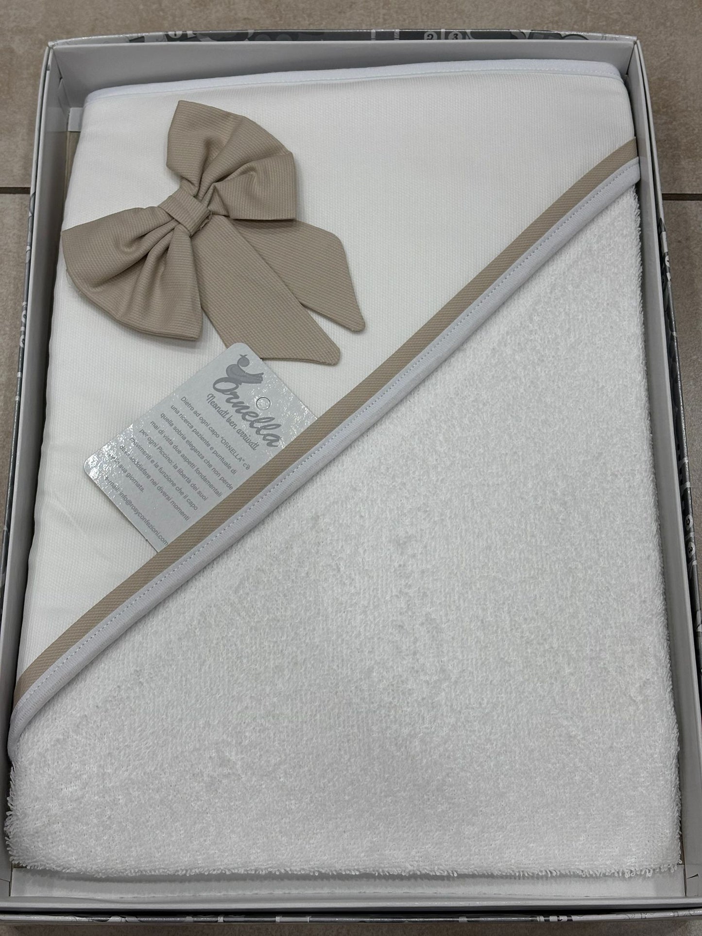 Accappatoio Triangolo Ornella 100% Cotone – Accappatoio Neonato 70x75 cm