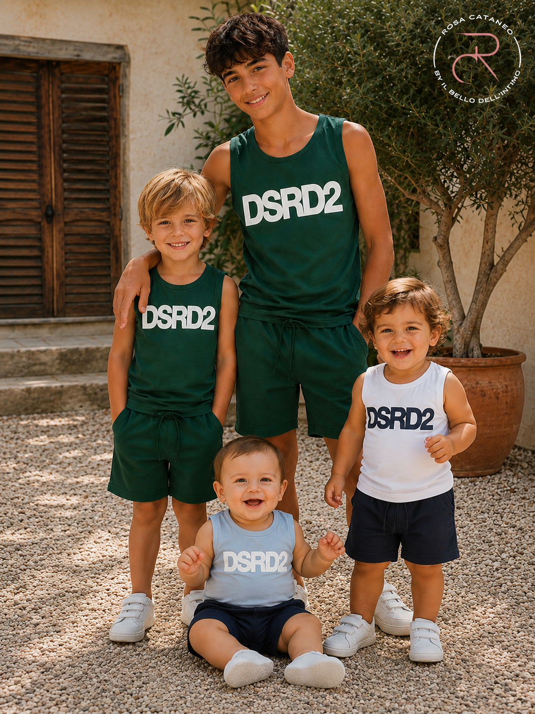 Completo Bambino Verde Canotta e Bermuda Made in Italy