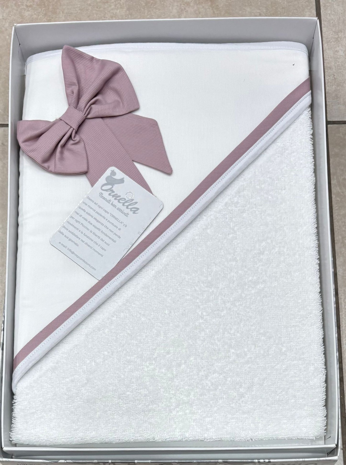 Accappatoio Triangolo Ornella 100% Cotone – Accappatoio Neonato 70x75 cm