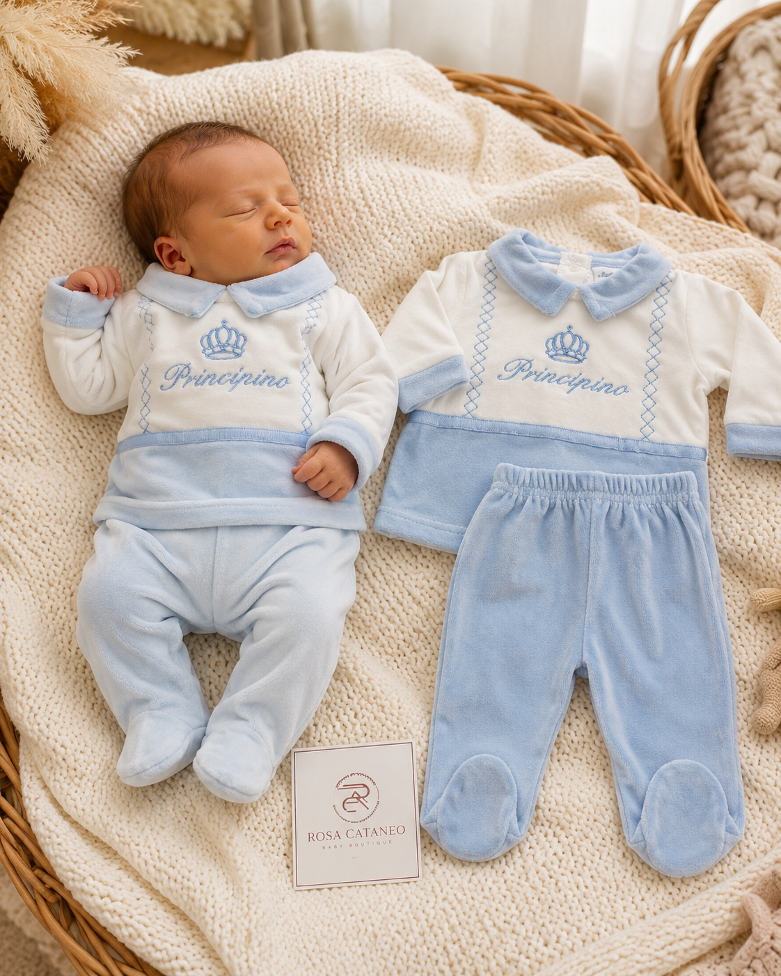 Completo Clinico Neonato in Ciniglia Principino – I Batuffolini Art. B525/M13
