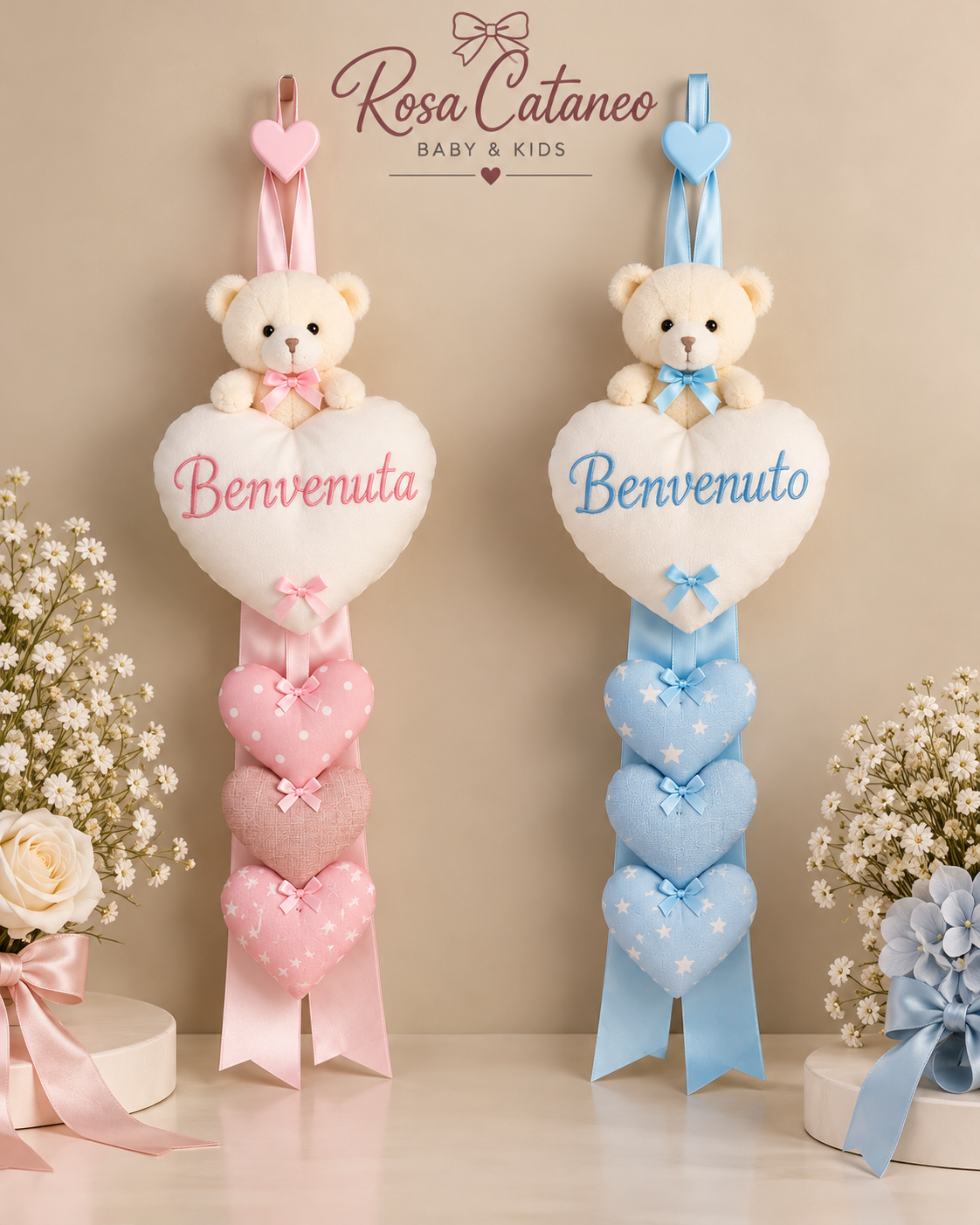 Coccarda Nascita Irge con Orsetto e Cuoricini – Art. IR1028/2